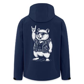 Rockmusik Lustig Heavy Metal Retro Hamster - Recycelte Männer Softshell-Jacke von Stanley/Stella - Navy - Hinten - AI Model Male 185 light (185cm)