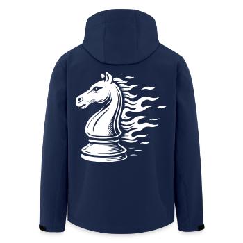 Chess Knight Flames Board Game - Men’s Recycled Softshell Jacket by Stanley/Stella - navy - Back - AI Model Male 185 light (185cm)