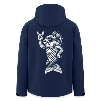 Heavy Metal Guppy Fish Funny Rock Music Vibes - Men’s Recycled Softshell Jacket by Stanley/Stella - navy - Back - AI Model Male 185 light (185cm)