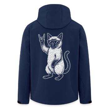 Rockmusik Lustig Heavy Metal Siamkatze Retro - Recycelte Männer Softshell-Jacke von Stanley/Stella - Navy - Hinten - AI Model Male 185 light (185cm)