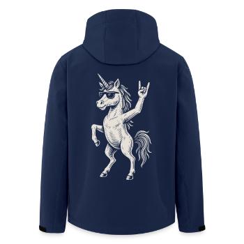 Unicorn Rock Music Funny Heavy Metal Retro Vibes - Men’s Recycled Softshell Jacket by Stanley/Stella - navy - Back - AI Model Male 185 light (185cm)