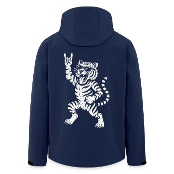 Rock Music, Metal, Music, Funny, Tiger, Heavy Metal - Men’s Recycled Softshell Jacket by Stanley/Stella - navy - Back - AI Model Male 185 light (185cm)
