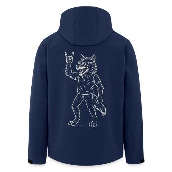 Rock Music Wolf Heavy Metal Funny Retro - Men’s Recycled Softshell Jacket by Stanley/Stella - navy - Back - AI Model Male 185 light (185cm)