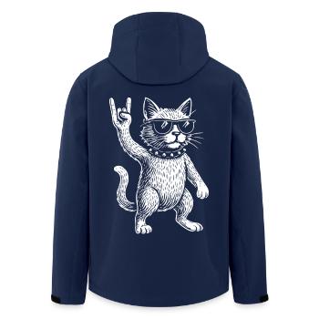 Rock Music Funny Cat Metal Music Vibes - Men’s Recycled Softshell Jacket by Stanley/Stella - navy - Back - AI Model Male 185 light (185cm)