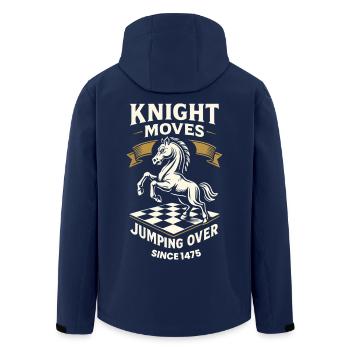 Knight moves and jumps over chess player - Men’s Recycled Softshell Jacket by Stanley/Stella - navy - Back - AI Model Male 185 light (185cm)