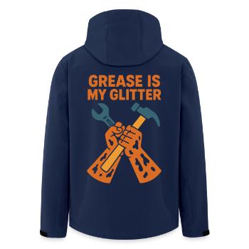 Funny Craftsman Mechanic Saying - Men’s Recycled Softshell Jacket by Stanley/Stella - navy - Back - AI Model Male 185 light (185cm)