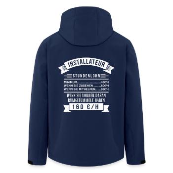 INSTALLATEUR STUNDENLOHN / HANDWERK / BERUF - Recycelte Männer Softshell-Jacke von Stanley/Stella - Navy - Hinten - AI Model Male 185 light (185cm)