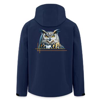 Impressive Eagle Owl - Men’s Recycled Softshell Jacket by Stanley/Stella - navy - Back - AI Model Male 185 light (185cm)
