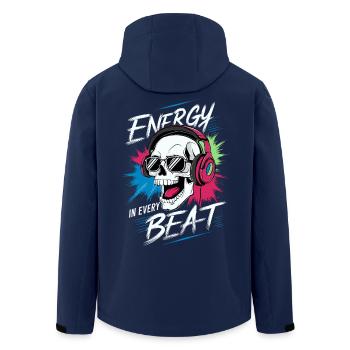 Totenkopf mit Kopfs - De l’énergie dans chaque battement - Veste softshell homme en polyester recyclé Stanley/Stella - marine - Dos - AI Model Male 185 light (185cm)