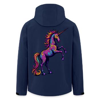 Neon Muster Einhorn – Bunte Fantasy Magie - Recycelte Männer Softshell-Jacke von Stanley/Stella - Navy - Hinten - AI Model Male 185 light (185cm)