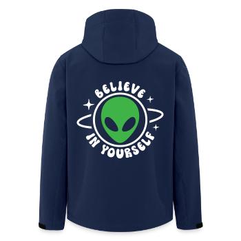 Glaube an dich selbst - Recycelte Männer Softshell-Jacke von Stanley/Stella - Navy - Hinten - AI Model Male 185 light (185cm)