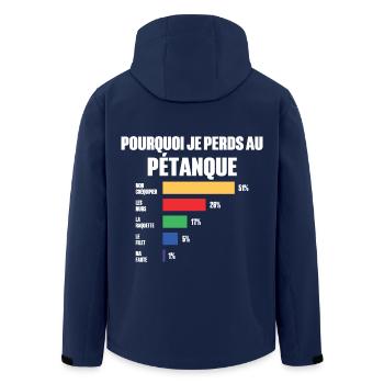 Pétanque-Trikot Ich kann kein Pétanque haben - Recycelte Männer Softshell-Jacke von Stanley/Stella - Navy - Hinten - AI Model Male 185 light (185cm)