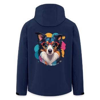 Border Collie Hag mit Brille Bunt - Recycelte Männer Softshell-Jacke von Stanley/Stella - Navy - Hinten - AI Model Male 185 light (185cm)