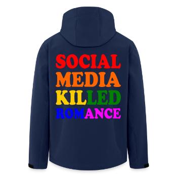 social media killed romance - Men’s Recycled Softshell Jacket by Stanley/Stella - navy - Back - AI Model Male 185 light (185cm)