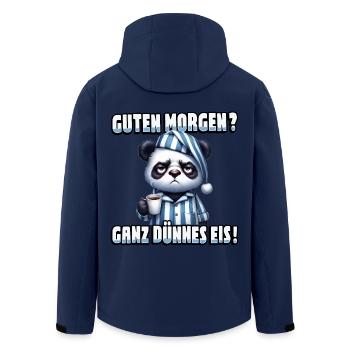 Guten Morgen? Ganz dünnes Eis - Panda mit Kaffee - Recycelte Männer Softshell-Jacke von Stanley/Stella - Navy - Hinten - AI Model Male 185 light (185cm)