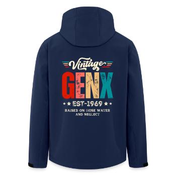Gen X - Vintage Retro Style - Men’s Recycled Softshell Jacket by Stanley/Stella - navy - Back - AI Model Male 185 light (185cm)