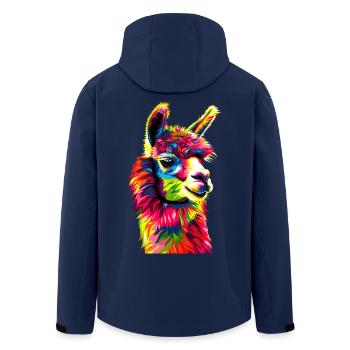 Alpaca Pop Art Bright Colors Llama Rainbow Alpaca - Men’s Recycled Softshell Jacket by Stanley/Stella - navy - Back - AI Model Male 185 light (185cm)