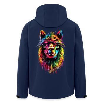 Alpaca Pop Art Bright Colors Llama Rainbow Alpaca - Men’s Recycled Softshell Jacket by Stanley/Stella - navy - Back - AI Model Male 185 light (185cm)