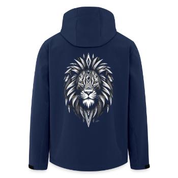 Lion black and white symbol - Men’s Recycled Softshell Jacket by Stanley/Stella - navy - Back - AI Model Male 185 light (185cm)