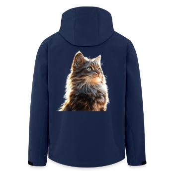 Cat Norwegian Forest Cat Norwegian Forest Cats - Men’s Recycled Softshell Jacket by Stanley/Stella - navy - Back - AI Model Male 185 light (185cm)