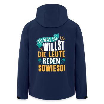 Tu was du willst Geschenk - Recycelte Männer Softshell-Jacke von Stanley/Stella - Navy - Hinten - AI Model Male 185 light (185cm)