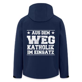 Aus dem Weg Katholik im Einsatz Design - Recycelte Männer Softshell-Jacke von Stanley/Stella - Navy - Hinten - AI Model Male 185 light (185cm)