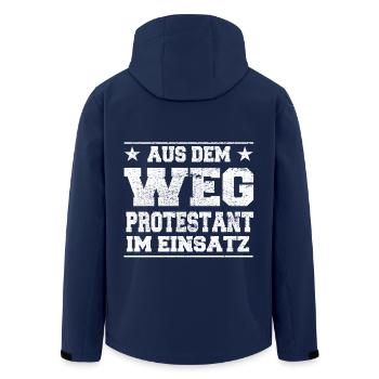 Aus dem Weg Protestant im Einsatz Design - Recycelte Männer Softshell-Jacke von Stanley/Stella - Navy - Hinten - AI Model Male 185 light (185cm)