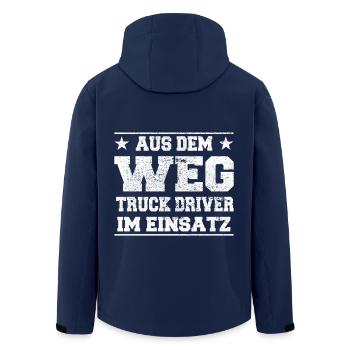 Aus dem Weg Truckdriver im Einsatz Design - Recycelte Männer Softshell-Jacke von Stanley/Stella - Navy - Hinten - AI Model Male 185 light (185cm)