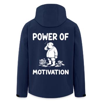 Power of Motivation – Motivational Design with Humor - Men’s Recycled Softshell Jacket by Stanley/Stella - navy - Back - AI Model Male 185 light (185cm)