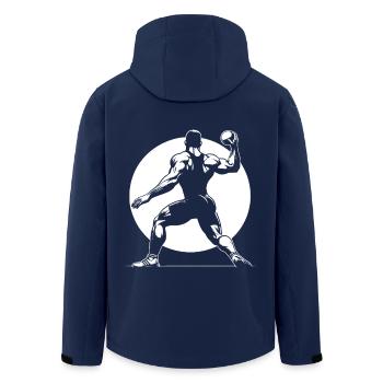 Lancer du poids – force. Technologie. Précision. - Veste softshell homme en polyester recyclé Stanley/Stella - marine - Dos - AI Model Male 185 light (185cm)