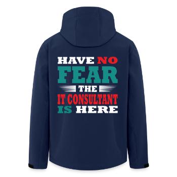 Have no Fear the IT Berater is here Outfit - Men’s Recycled Softshell Jacket by Stanley/Stella - navy - Back - AI Model Male 185 light (185cm)