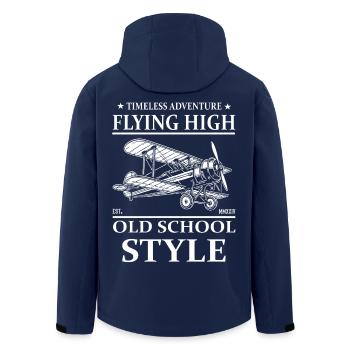 Timeless Adventure – Biplane Airplane Design - Men’s Recycled Softshell Jacket by Stanley/Stella - navy - Back - AI Model Male 185 light (185cm)