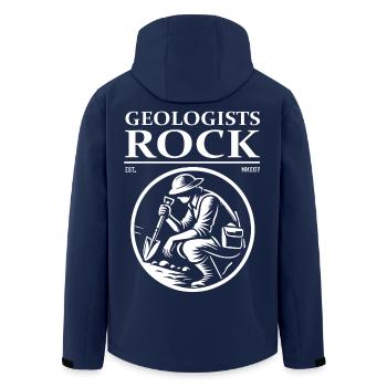 Geologists Rock – The Geologen Design - Men’s Recycled Softshell Jacket by Stanley/Stella - navy - Back - AI Model Male 185 light (185cm)