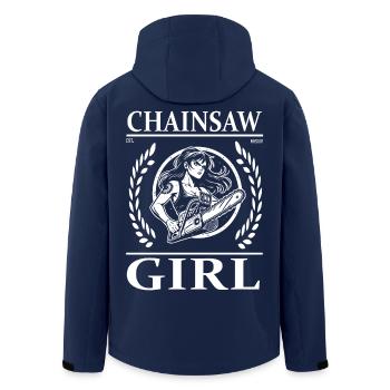Cool Chainsaw Girl Design - Men’s Recycled Softshell Jacket by Stanley/Stella - navy - Back - AI Model Male 185 light (185cm)