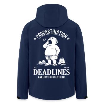Procrastination – Les délais ne sont que des suggestions - Veste softshell homme en polyester recyclé Stanley/Stella - marine - Dos - AI Model Male 185 light (185cm)