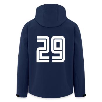 Trikotnummer 29 – Geschenk zum 29-jährigen Jubiläum - Recycelte Männer Softshell-Jacke von Stanley/Stella - Navy - Hinten - AI Model Male 185 light (185cm)