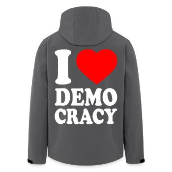 I love democracy - Veste softshell homme en polyester recyclé Stanley/Stella - charbon - Dos - AI Model Male 185 light (185cm)