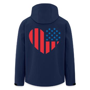 USA Flag Heart - Men’s Recycled Softshell Jacket by Stanley/Stella - navy - Back - AI Model Male 185 light (185cm)
