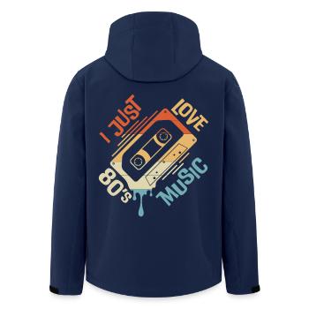 I just love 80s Music - Men’s Recycled Softshell Jacket by Stanley/Stella - navy - Back - AI Model Male 185 light (185cm)