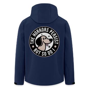 Die Schrecken dauern an, aber ich auch. - Recycelte Männer Softshell-Jacke von Stanley/Stella - Navy - Hinten - AI Model Male 185 light (185cm)