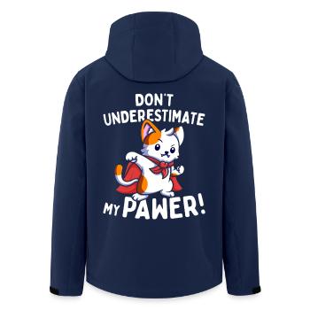 Katzen Don't Underestimate My Pawer Wortspiel Cat - Recycelte Männer Softshell-Jacke von Stanley/Stella - Navy - Hinten - AI Model Male 185 light (185cm)
