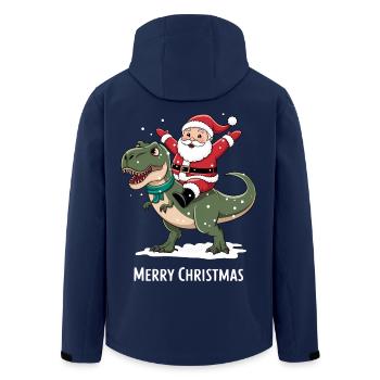 Dinosaur T-Rex Christmas Santa Claus - Men’s Recycled Softshell Jacket by Stanley/Stella - navy - Back - AI Model Male 185 light (185cm)