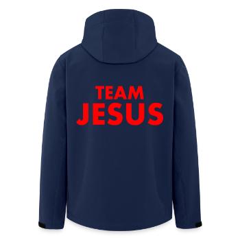 Team jesus - Recycelte Männer Softshell-Jacke von Stanley/Stella - Navy - Hinten - AI Model Male 185 light (185cm)