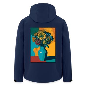 Pop Art Blumen auf blauer Vase - Recycelte Männer Softshell-Jacke von Stanley/Stella - Navy - Hinten - AI Model Male 185 light (185cm)