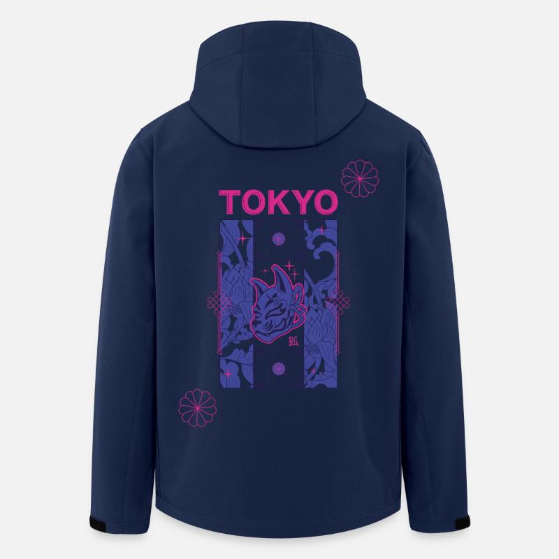 Tokyo Neon Kitsune-Design - Recycelte Männer Softshell-Jacke von Stanley/Stella - Navy
