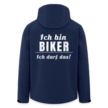 Ich bin Biker, ich darf das! - Recycelte Männer Softshell-Jacke von Stanley/Stella - Navy - Hinten - AI Model Male 185 light (185cm)