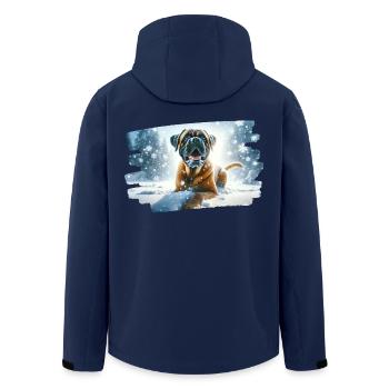 Boxer in wintry snowy landscape - Men’s Recycled Softshell Jacket by Stanley/Stella - navy - Back - AI Model Male 185 light (185cm)