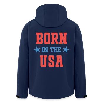 Born in the USA - Men’s Recycled Softshell Jacket by Stanley/Stella - navy - Back - AI Model Male 185 light (185cm)
