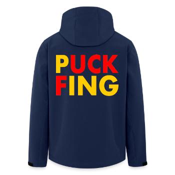 Puck fing - Men’s Recycled Softshell Jacket by Stanley/Stella - navy - Back - AI Model Male 185 light (185cm)