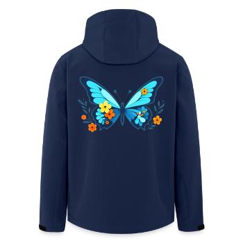 Butterfly with flowers - Men’s Recycled Softshell Jacket by Stanley/Stella - navy - Back - AI Model Male 185 light (185cm)